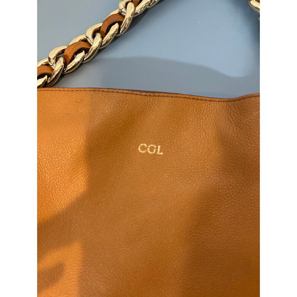 Mark & Graham bag brown leather small initials heavy gold chain soft - Picture 4 of 12